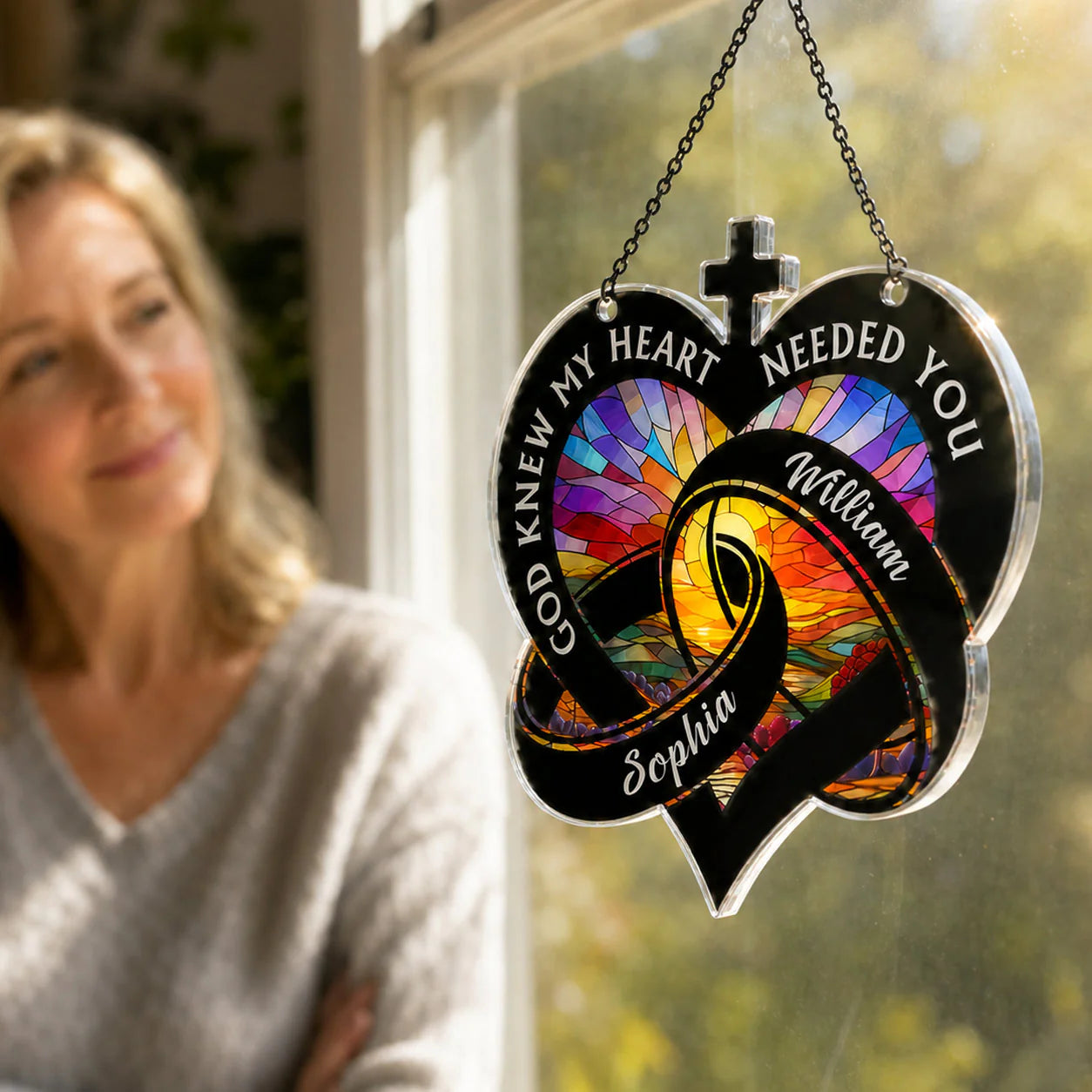 Suncatcher Ornament detail view for Wife