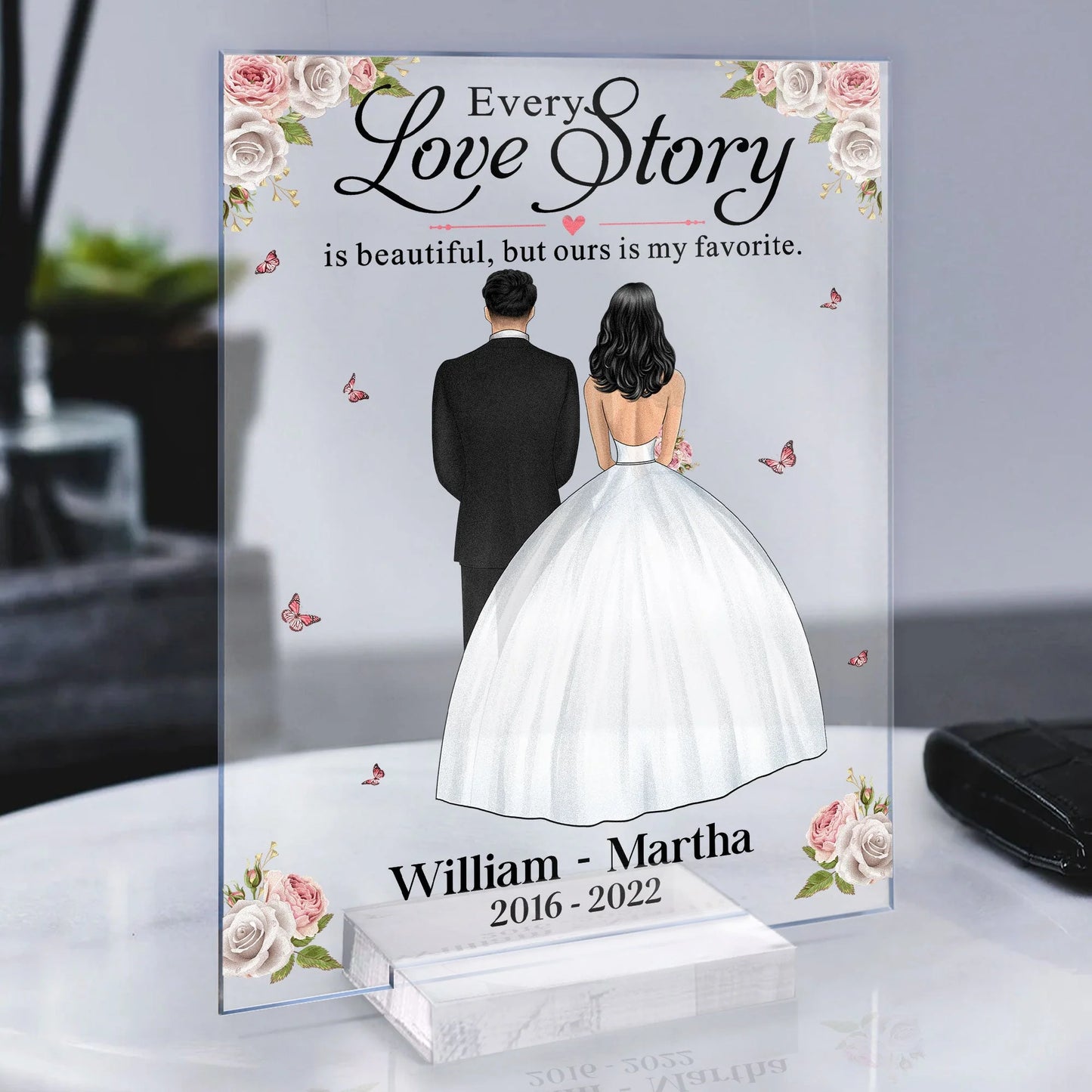 Plaque material and size view - Custom Wedding Anniversary Plaque