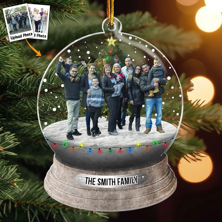 Personalized Family Photo Christmas Acrylic Ornament - Custom Gift for Family Members