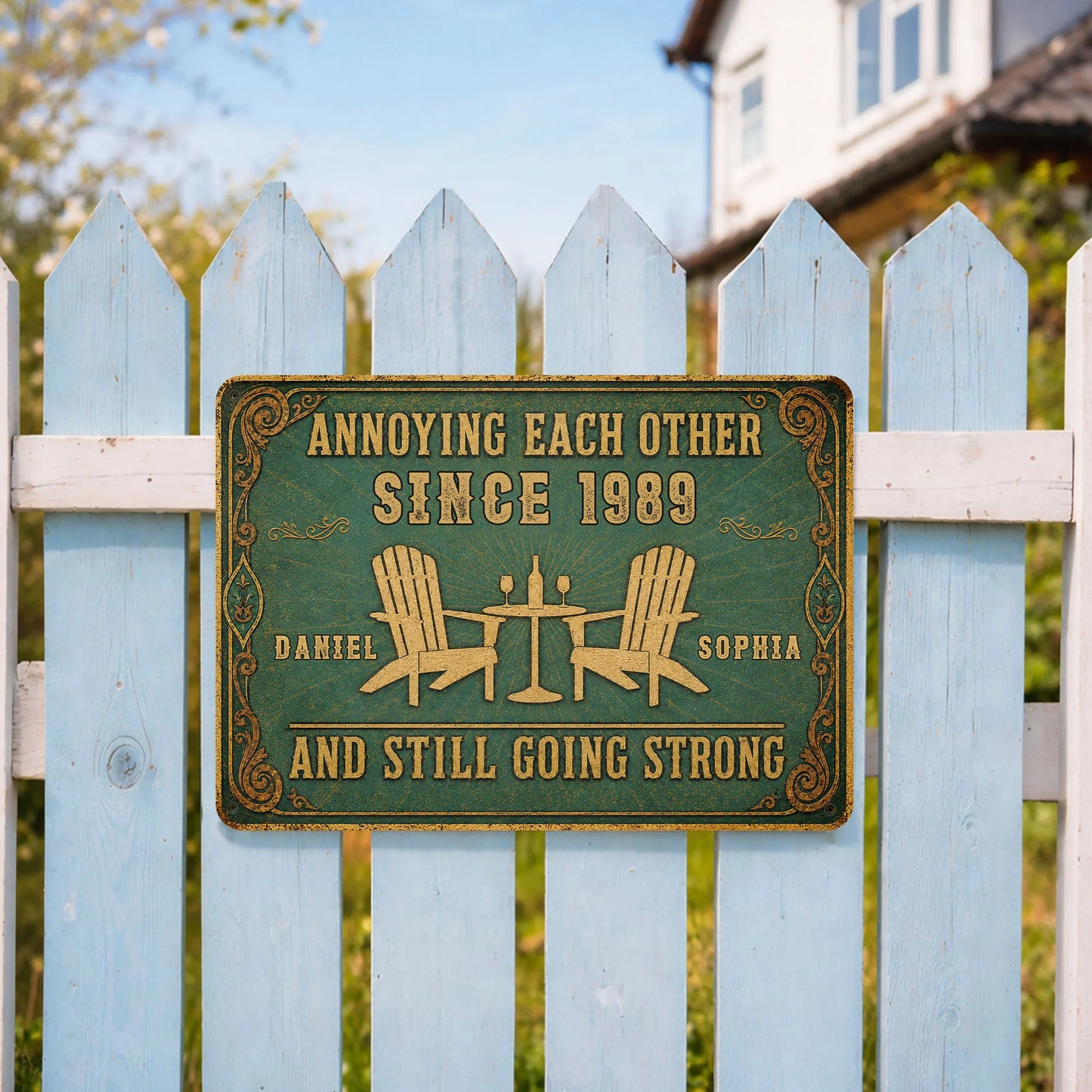 Metal Sign material and size view - Custom Anniversary Couples Metal Sign