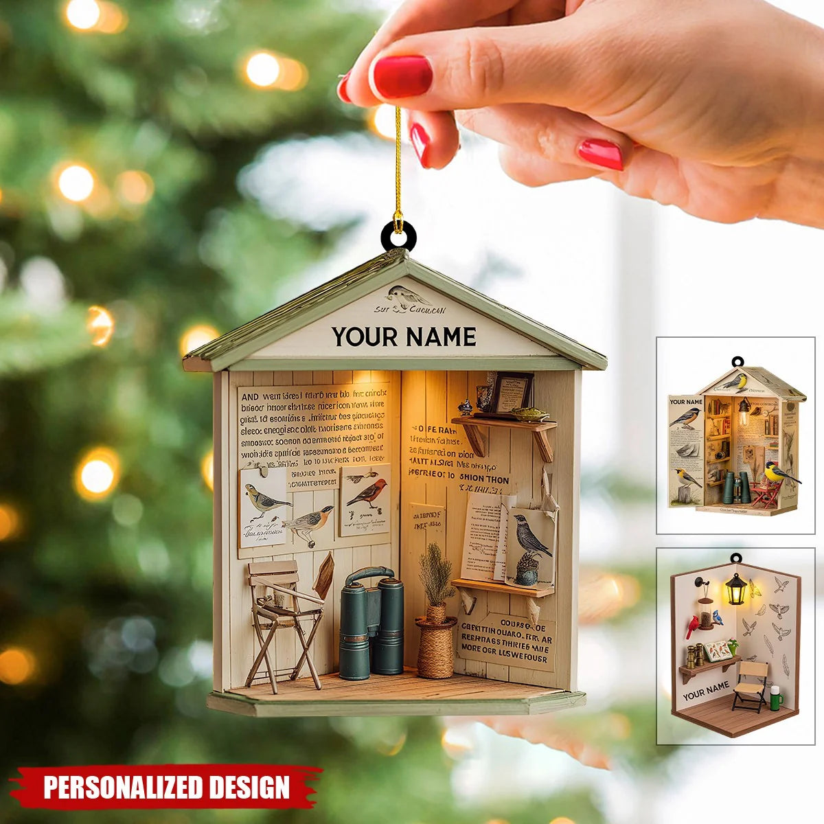Personalized Birdwatcher Christmas Ornament - Custom Nature Bird Shed Keepsake Gift