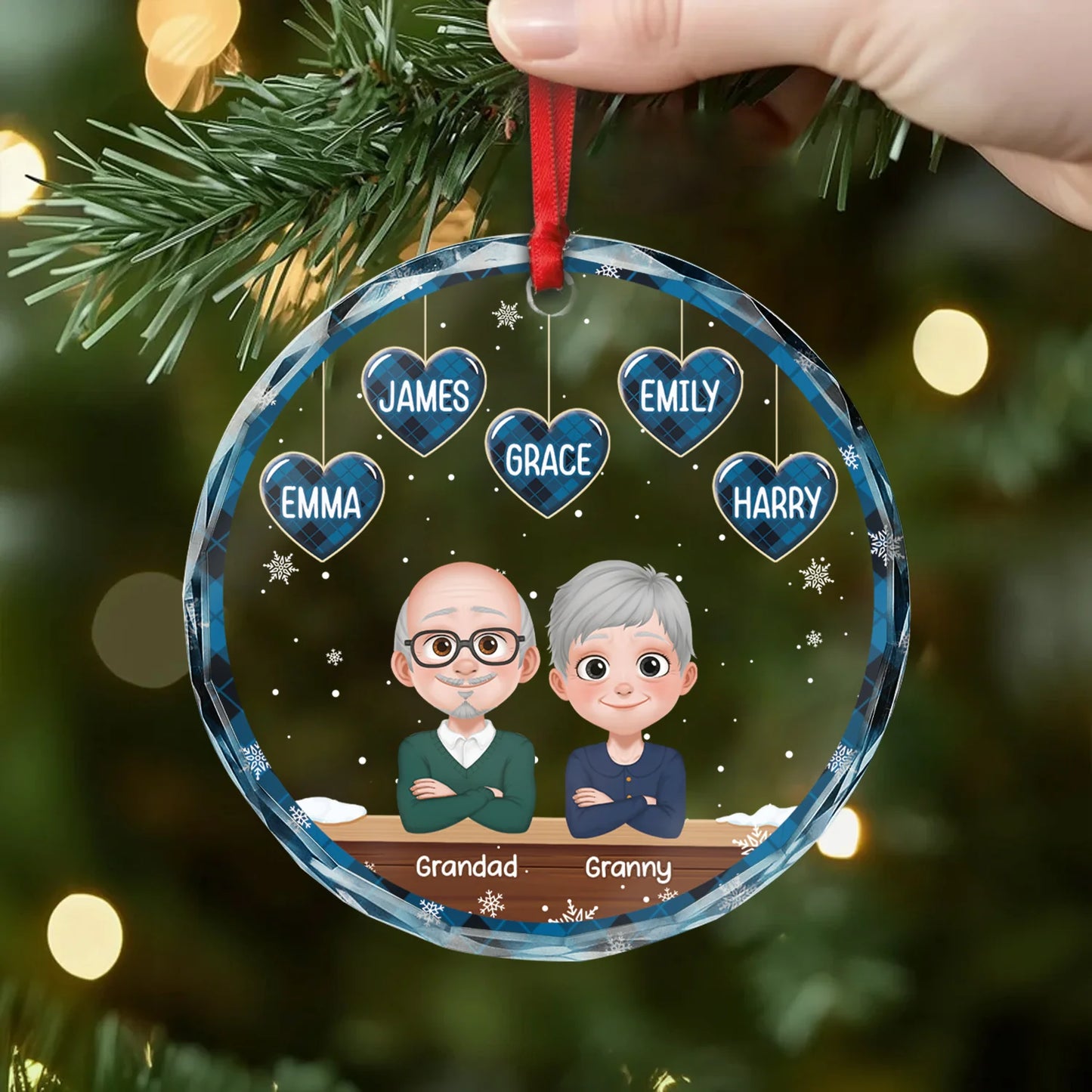 Personalized Family Glass Christmas Ornament - Custom Holiday Keepsake