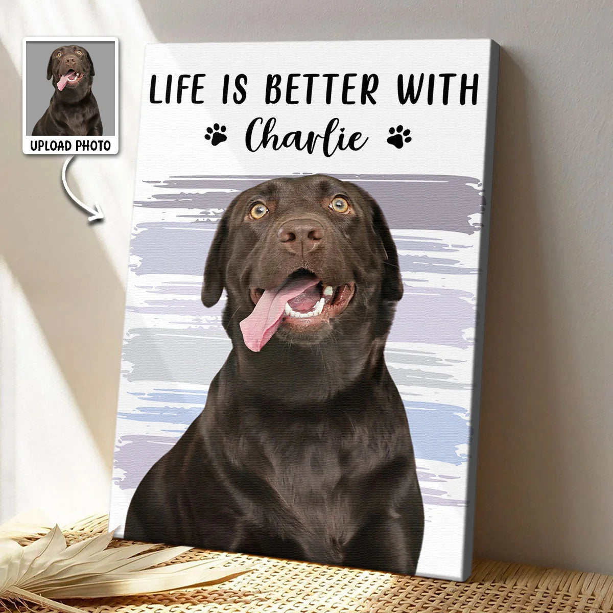 Life Is Better With Custom Dog & Cat Canvas / Poster - Personalized Pet Photo Wall Art Gift