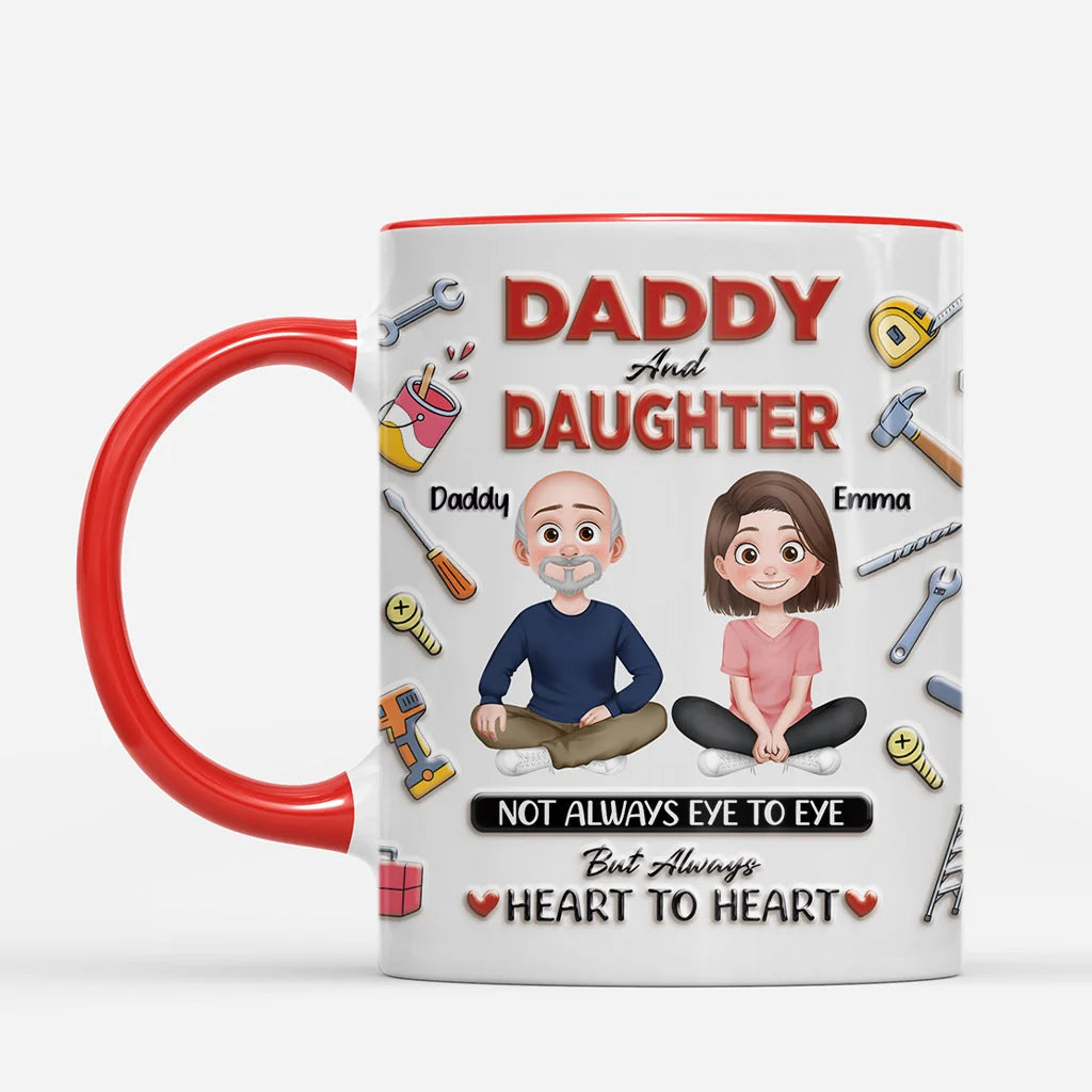 Not Always Eye to Eye But Always Heart to Heart - Personalized Dad Mug for Daughter & Son