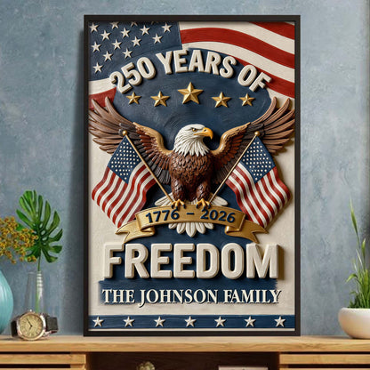 Custom Patriotic Family Name Canvas Poster personalization view for Dad