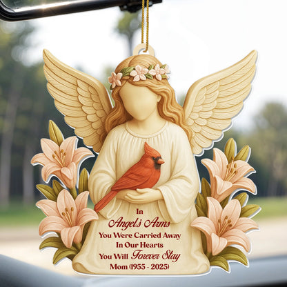 "In Angel's Arms You Were Carried Away" Personalized Acrylic Memorial Ornament - Christmas Sympathy Gift for Family