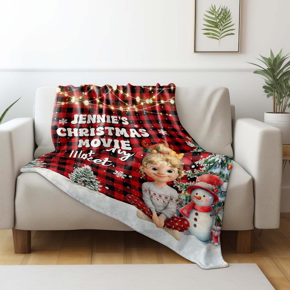 Christmas Movie Watching Blanket With Festive Characters