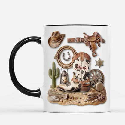 Personalized Cowboy Boot Coffee Mug - Custom Western Name Mug Gift