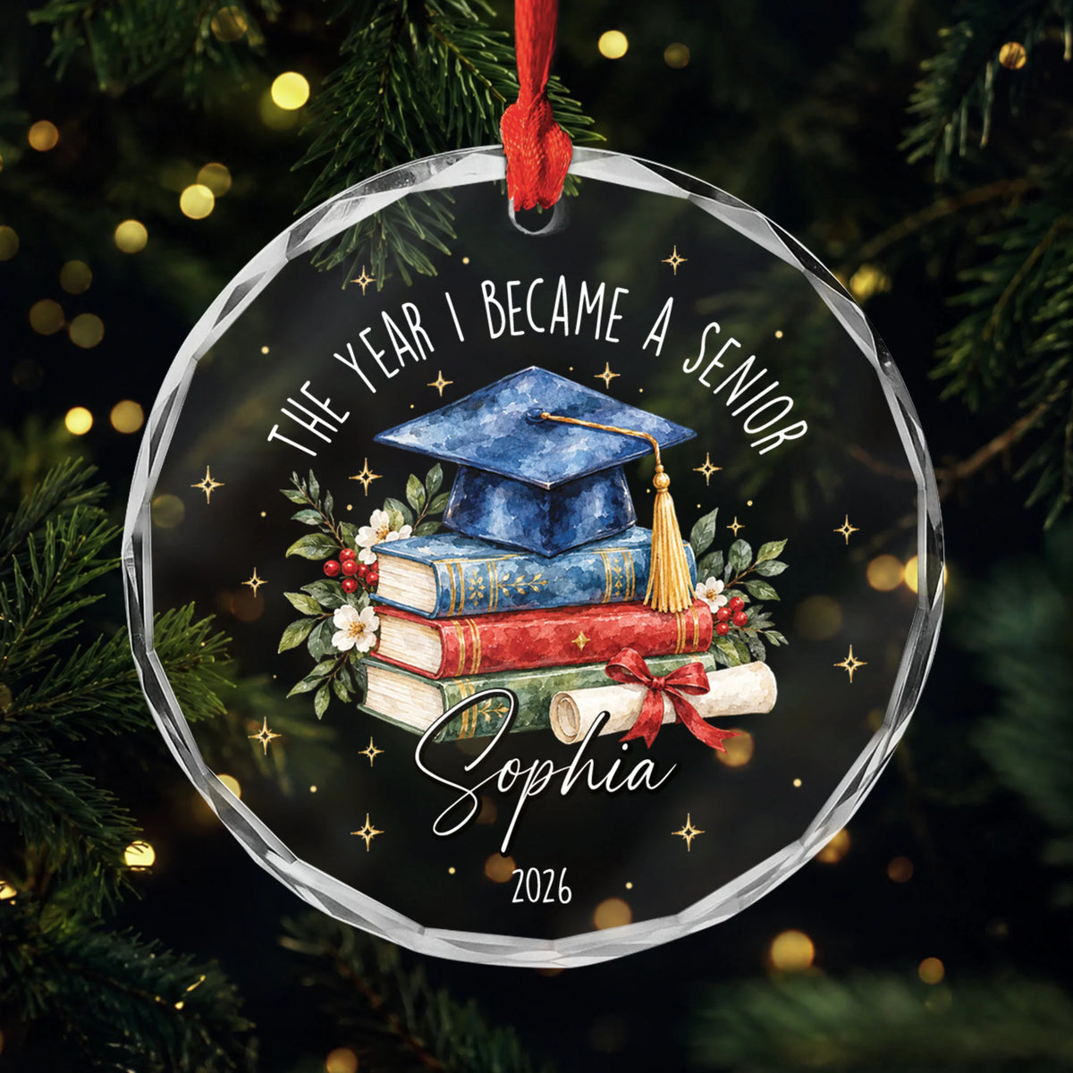The Year I Became A Senior Glass Ornament - Personalized Graduation Keepsake for High School