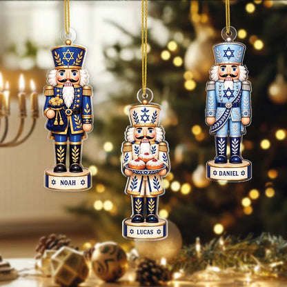 Hanukkah Nutcracker Personalized Acrylic Ornament - Custom Jewish Holiday Keepsake for Family