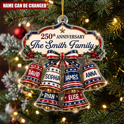Personalized 250th Anniversary Christmas Ornament - Custom Acrylic Patriotic Keepsake Gift for Family