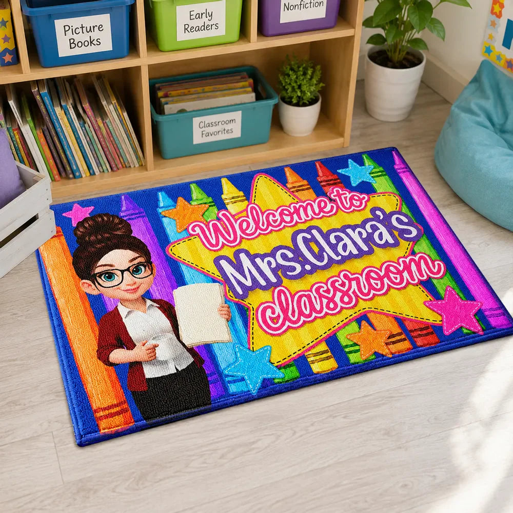 Personalized Teacher Classroom Doormat personalization view for Teacher