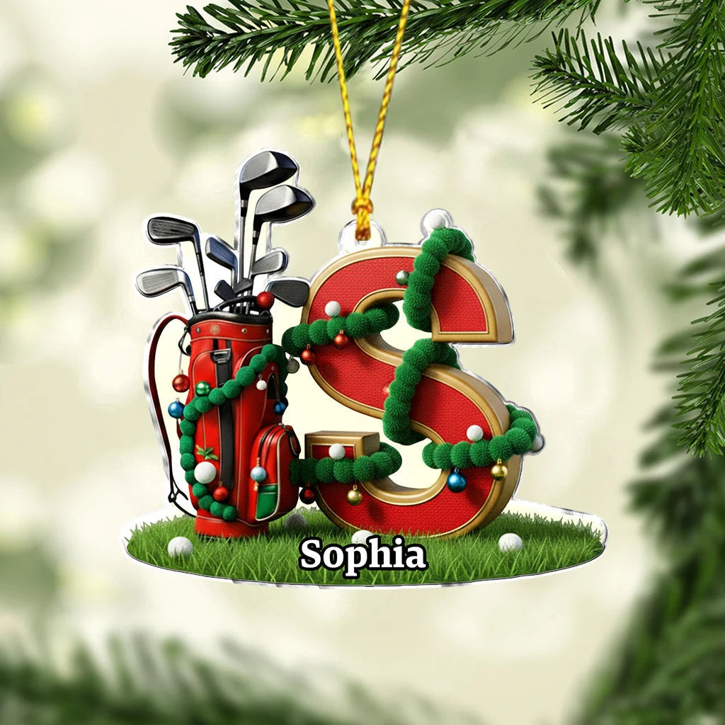 Personalized Golf Ornament - Custom Name Letter Holiday Keepsake for Golfers