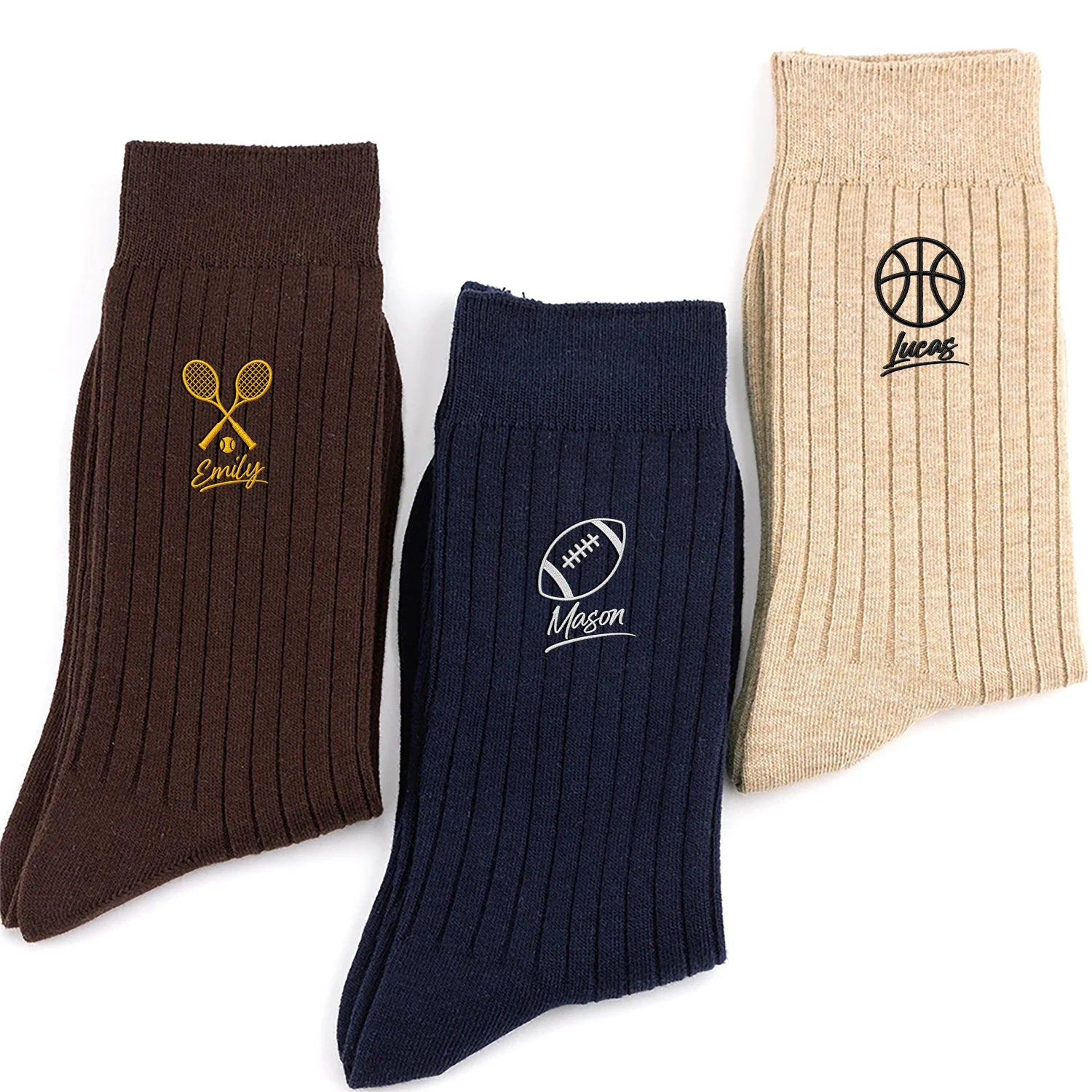 Custom Name Fishing & Athletic Socks - Personalized Crew Socks Gift for Sports Lovers