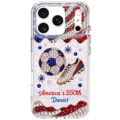 America's 250th Anniversary Personalized Clear Phone Case - Custom Gift for Soccer Lovers