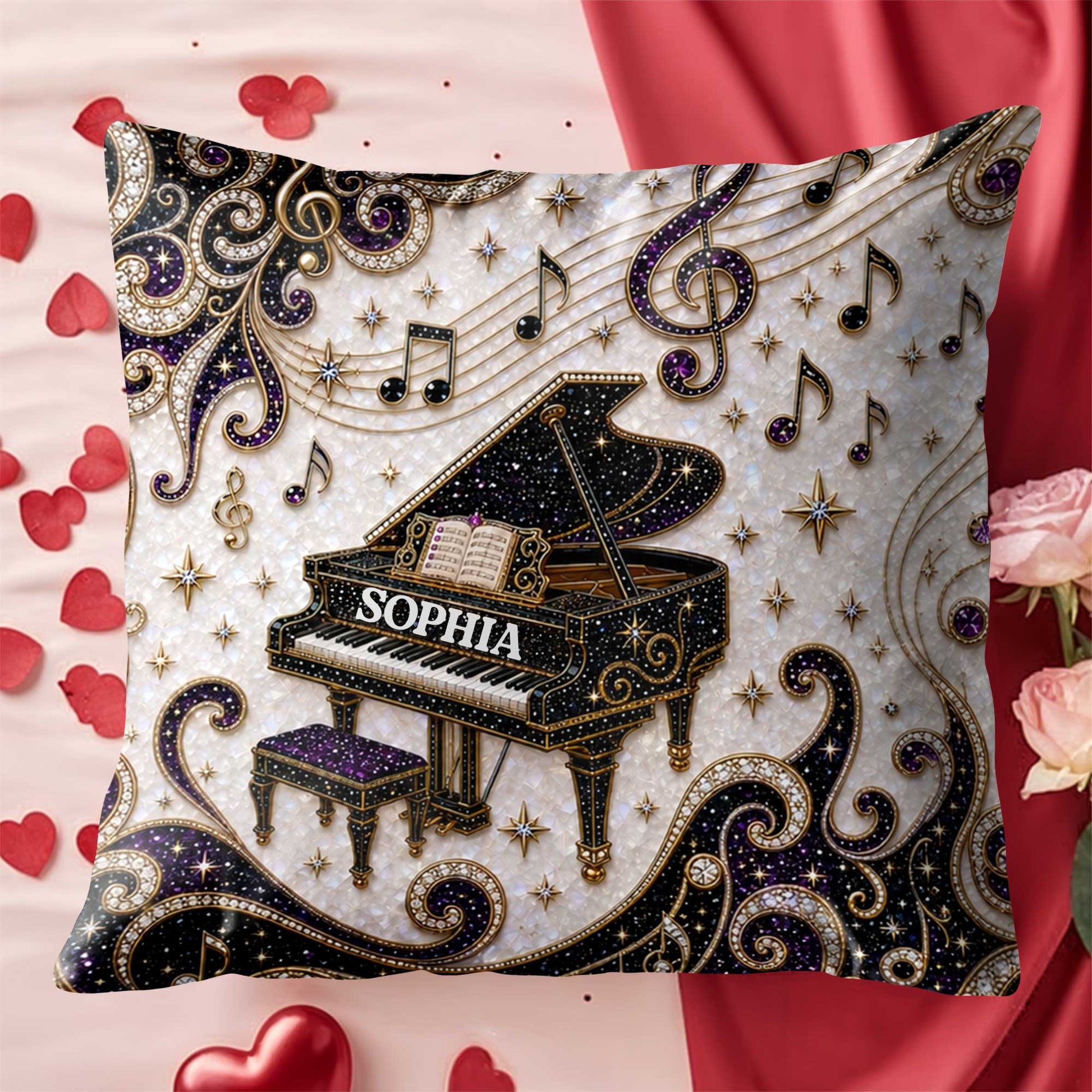 Pillow material and size view - Custom Music Lovers Pillow