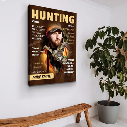 Personalized Hunter Magazine Cover Canvas / Poster - Custom Hunting Photo Wall Art Gift for Him