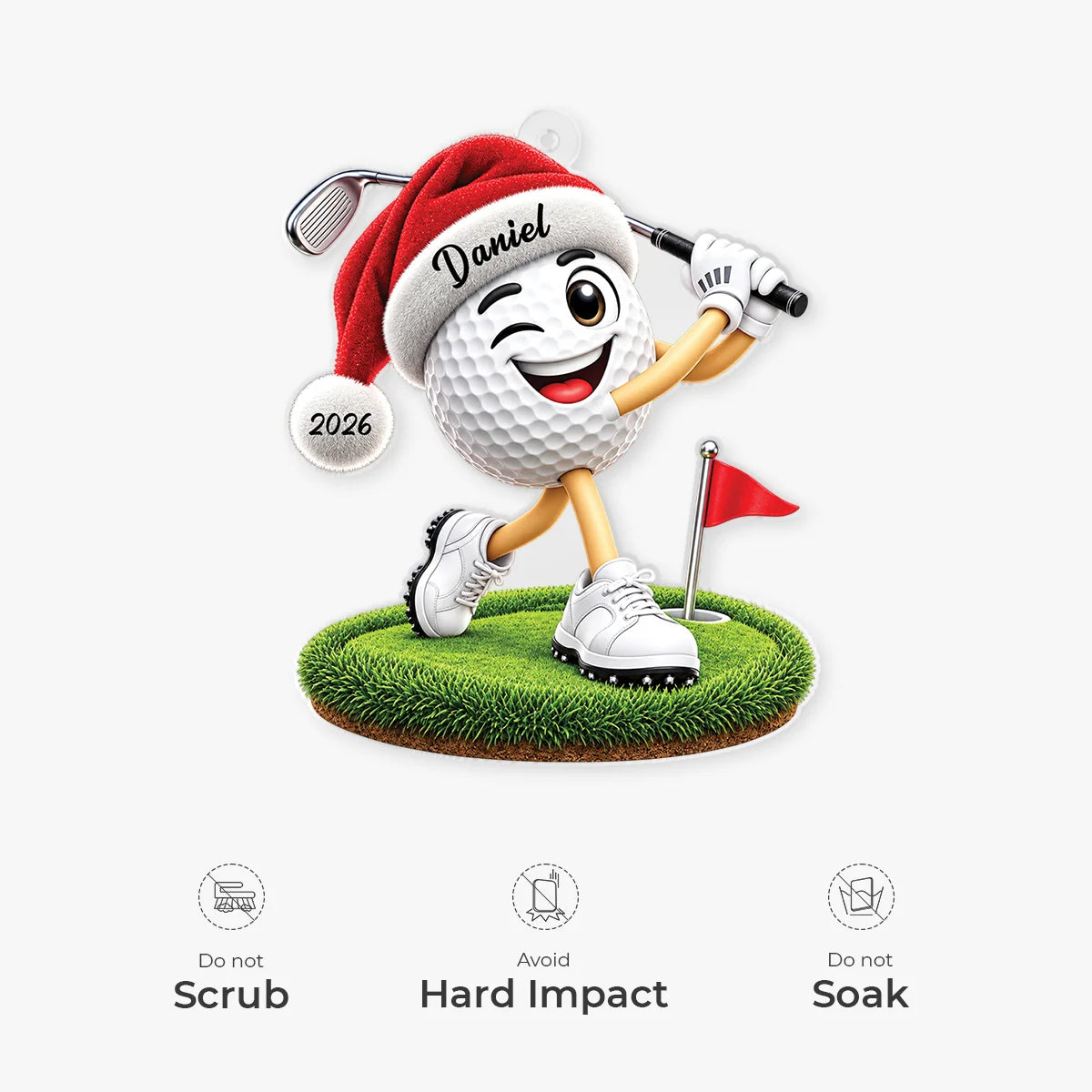 Custom Santa Hat Golfer Acrylic Ornament - Personalized Golf Christmas Keepsake Gift for Dad, Grandpa & Golfers
