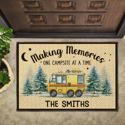 Personalized campervan doormat with Making Memories quote for camping family home decor