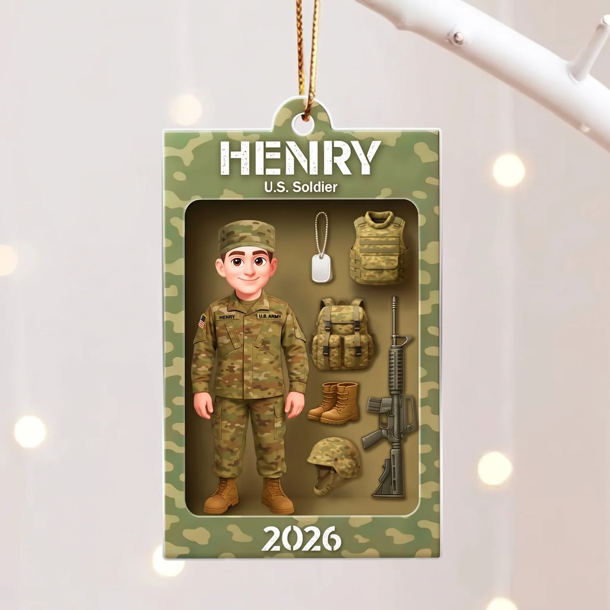 Personalized Military Action Figure Ornament - Custom Soldier Keepsake for Army Christmas Tree Decor