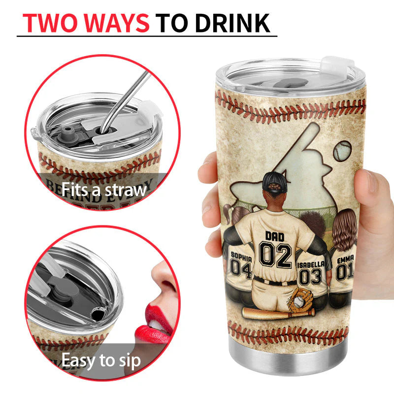 Tumbler material and size view - Personalized Baseball Dad Tumbler