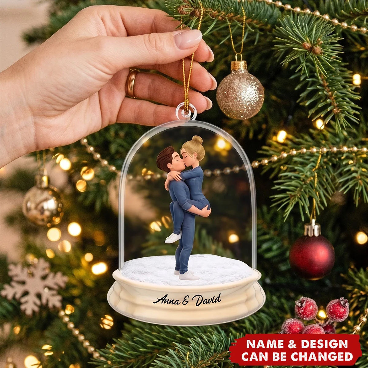 Custom Kissing Couple Acrylic Ornament - Personalized Name Anniversary Keepsake Gift for Husband Wife
