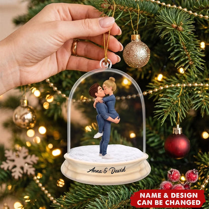 Custom Kissing Couple Acrylic Ornament - Personalized Name Anniversary Keepsake Gift for Husband Wife