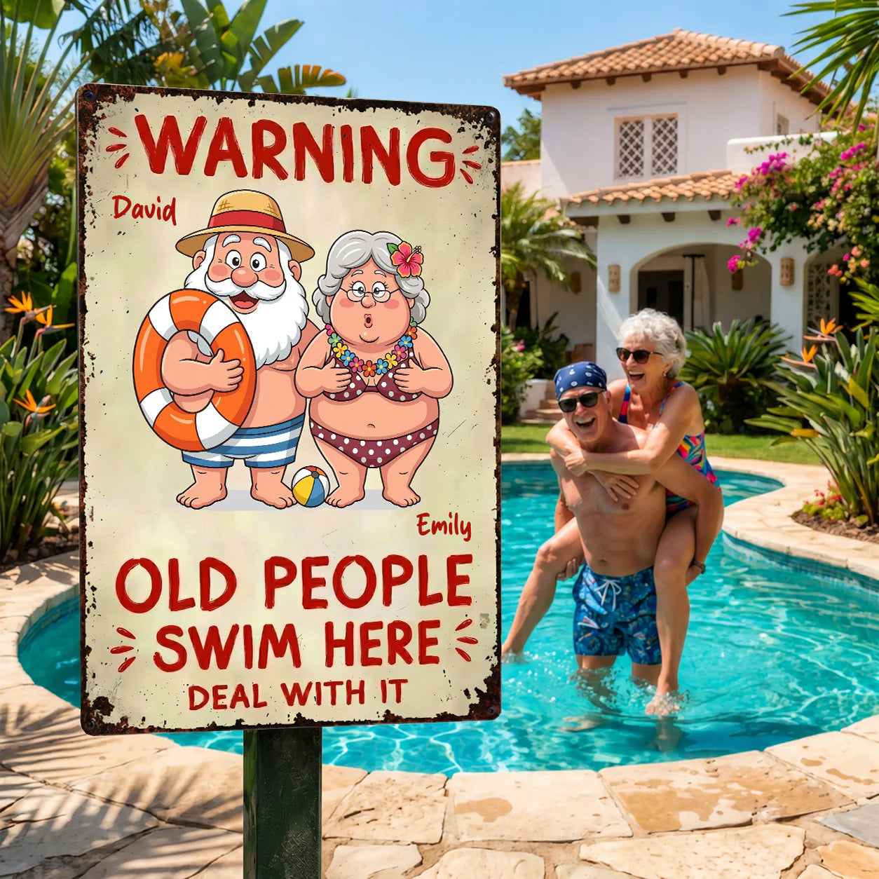 Personalized Metal Sign For Pool for Grandma with personalized design details for meaningful gifting