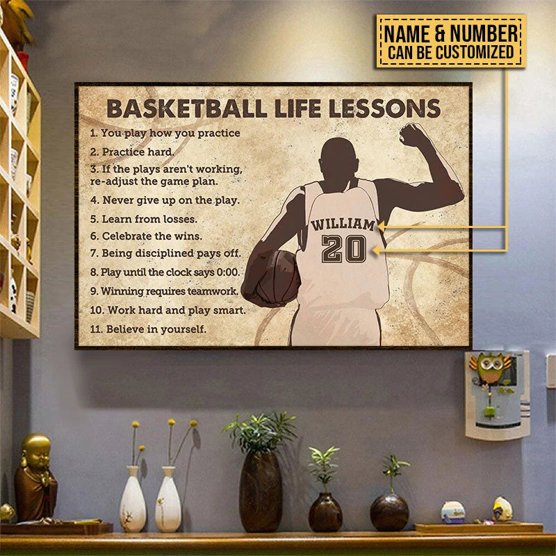 Basketball Life Lessons Personalized Poster / Canvas - Custom Basketball Player Wall Art Gift