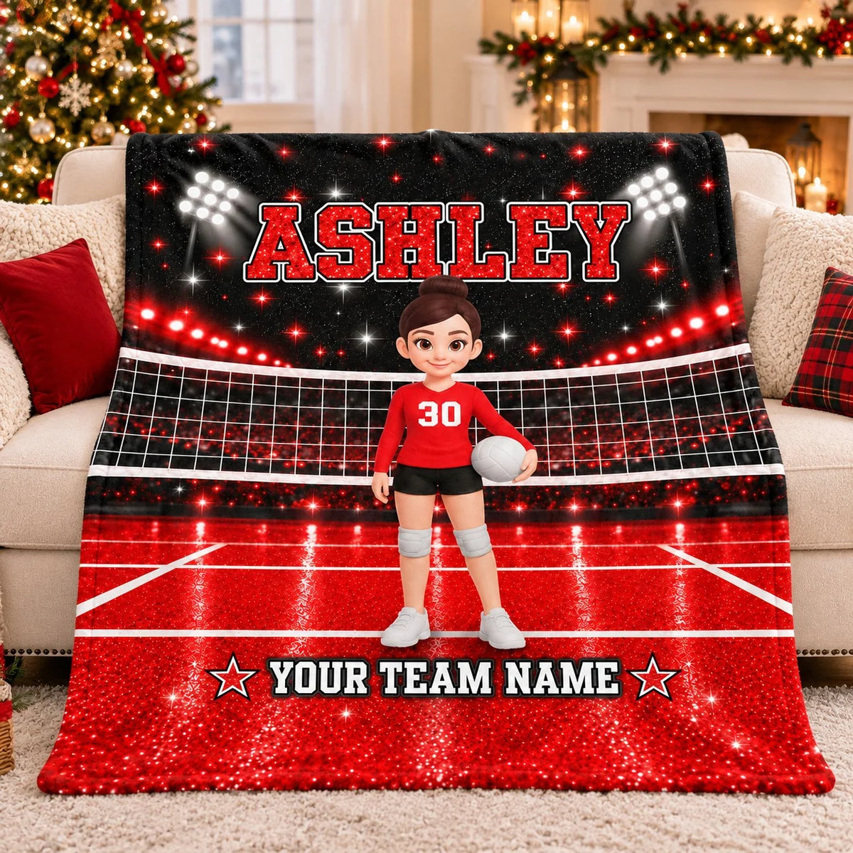 Team Spirit Personalized Volleyball Blanket - Custom Christmas Gift for Players