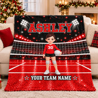 Team Spirit Personalized Volleyball Blanket - Custom Christmas Gift for Players