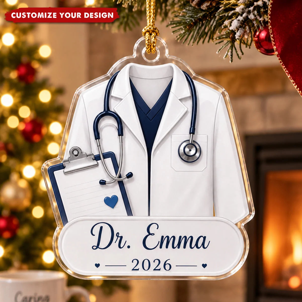 Personalized Doctor Ornament Custom Lab Coat Acrylic Keepsake - Nurse Graduation and Christmas Gift