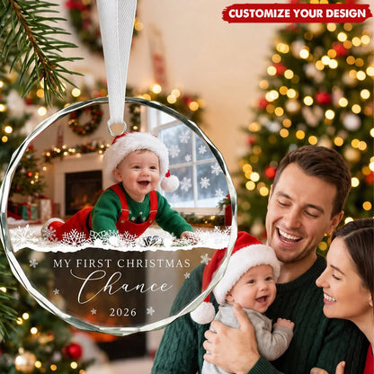 "My First Christmas" Personalized Glass Ornament - Custom Baby Photo Keepsake Gift