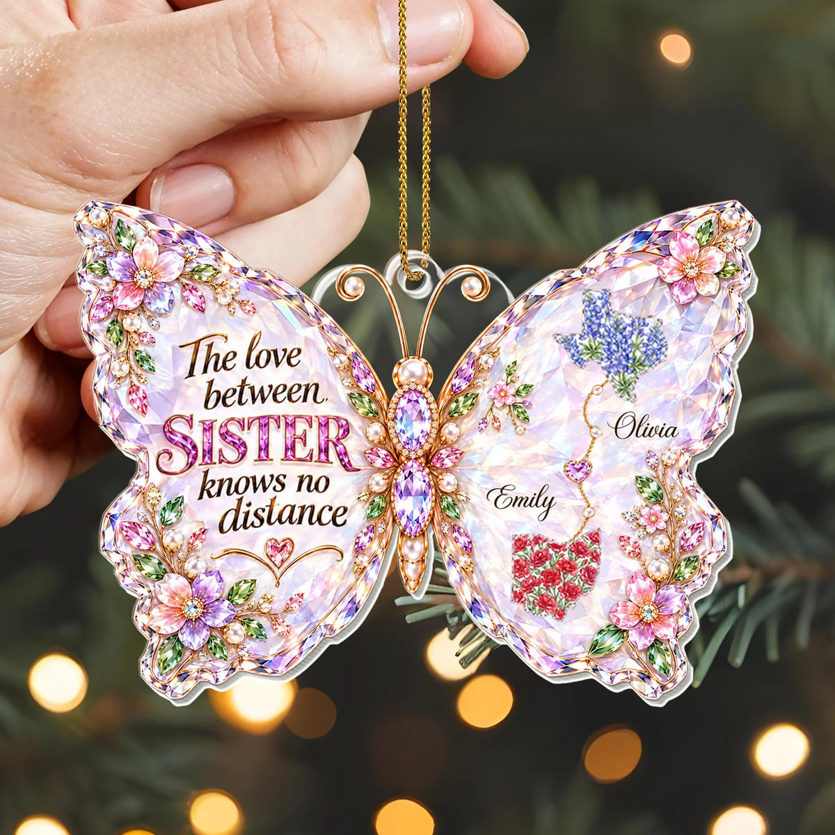 The Love Between Sisters Knows No Distance - Personalized Sister Acrylic Ornament