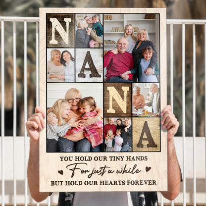"Hold Our Hearts" Personalized Nana Photos Canvas / Poster - Custom Grandkids Wall Art Gift