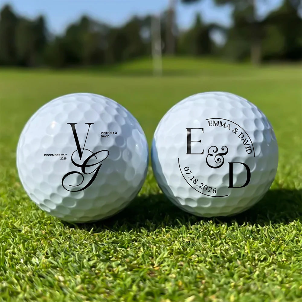 Personalized Wedding Golf Balls - Custom Name Couple Gift Keepsake for Golf Lovers