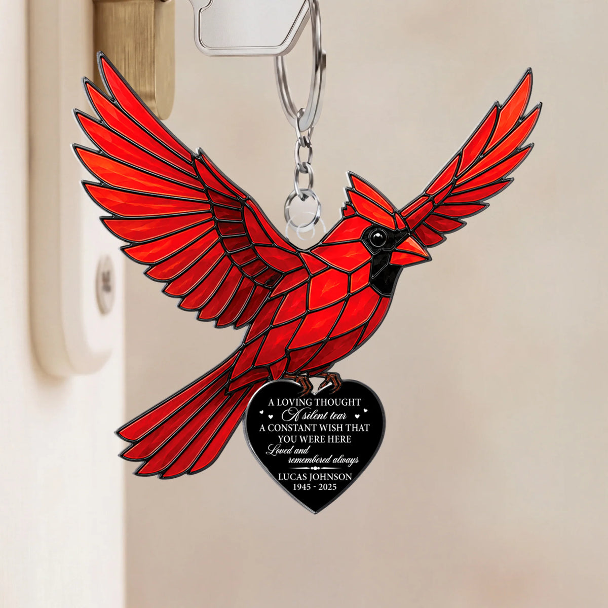 Personalized Bird Memorial Keychain - Hummingbird, Cardinal, Parakeet, Robin Sympathy Gift, Custom Name Loss of Loved One Keepsake