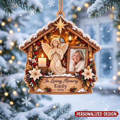 In Loving Memory Personalized Photo Wood Ornament - Custom Angel Keepsake for Family