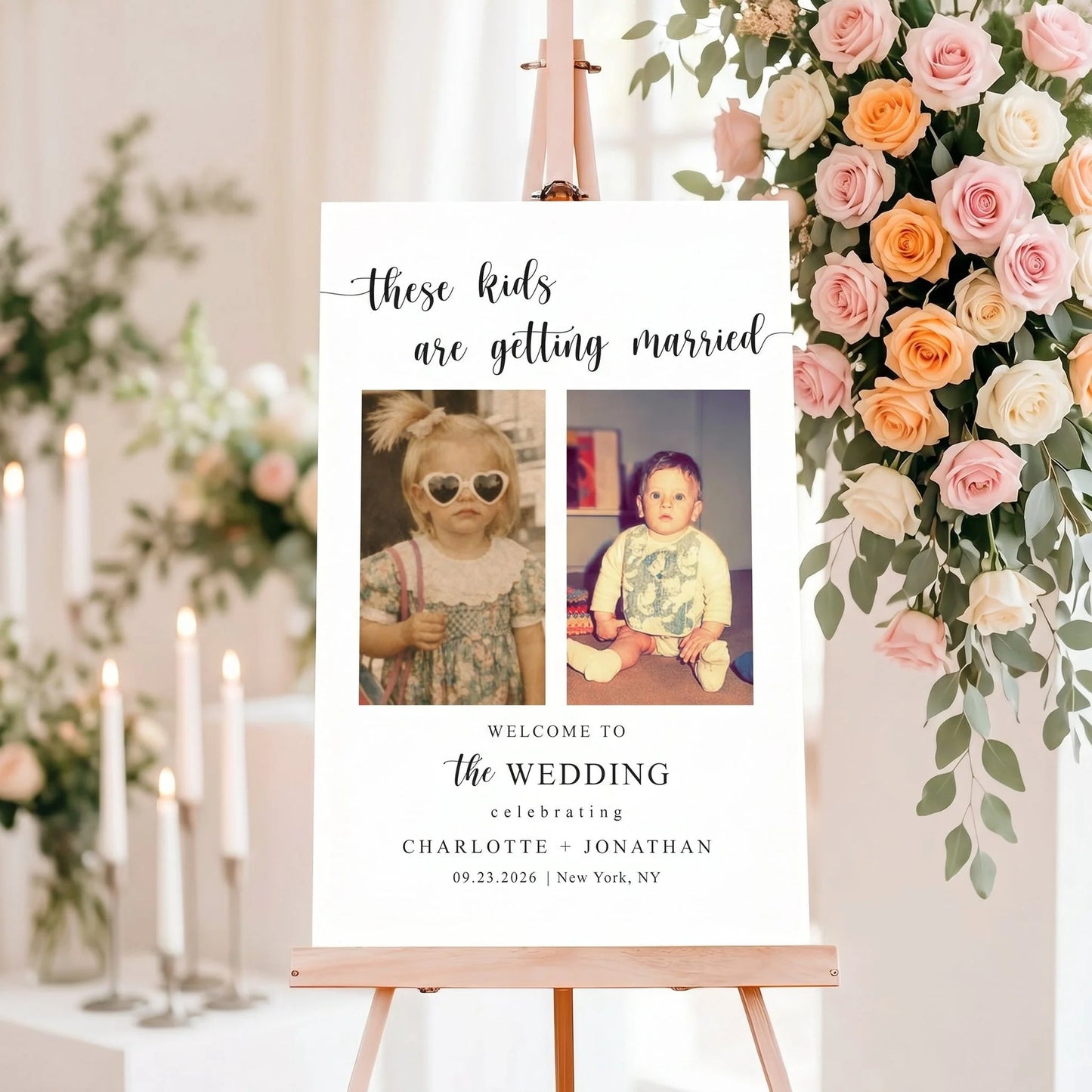Canvas / Poster material and size view - Personalized Wedding Welcome Sign