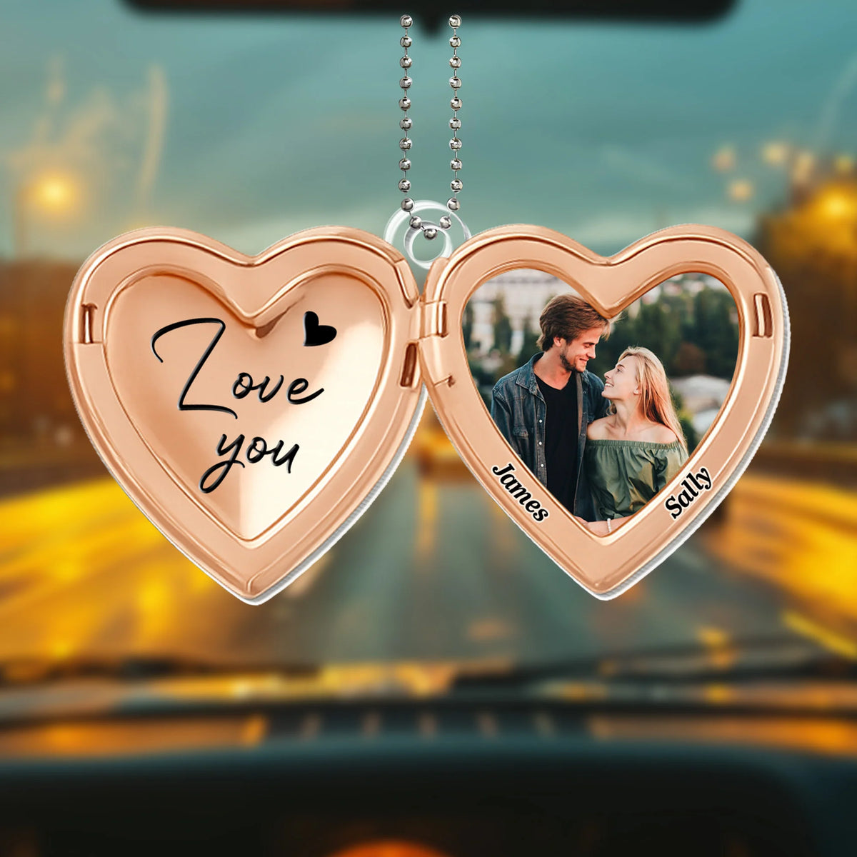 Love You Heart Shaped Photo Ornament