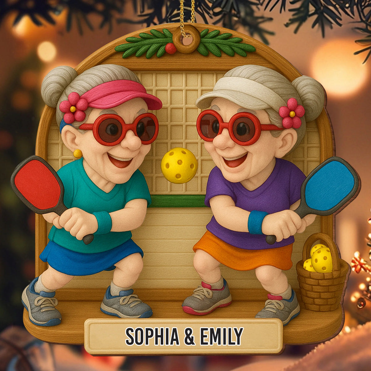 Joyful Pickleball Game Personalized Wood Ornament - Holiday Keepsake for Best Friends
