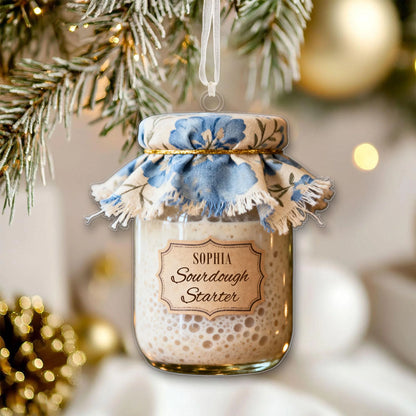 Sourdough Starter Jar Personalized Christmas Acrylic Ornament - Custom Gift for Home Bakers