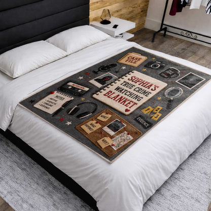 Personalized True Crime Blanket for Best Friends with personalized design details for meaningful gifting image 8