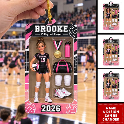 Action Figure Style Personalized Volleyball Player Acrylic Ornament - Daughter Custom Christmas Keepsake Gift
