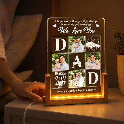 "We Love You" Personalized Photo LED Night Light - Custom Keepsake for Dad