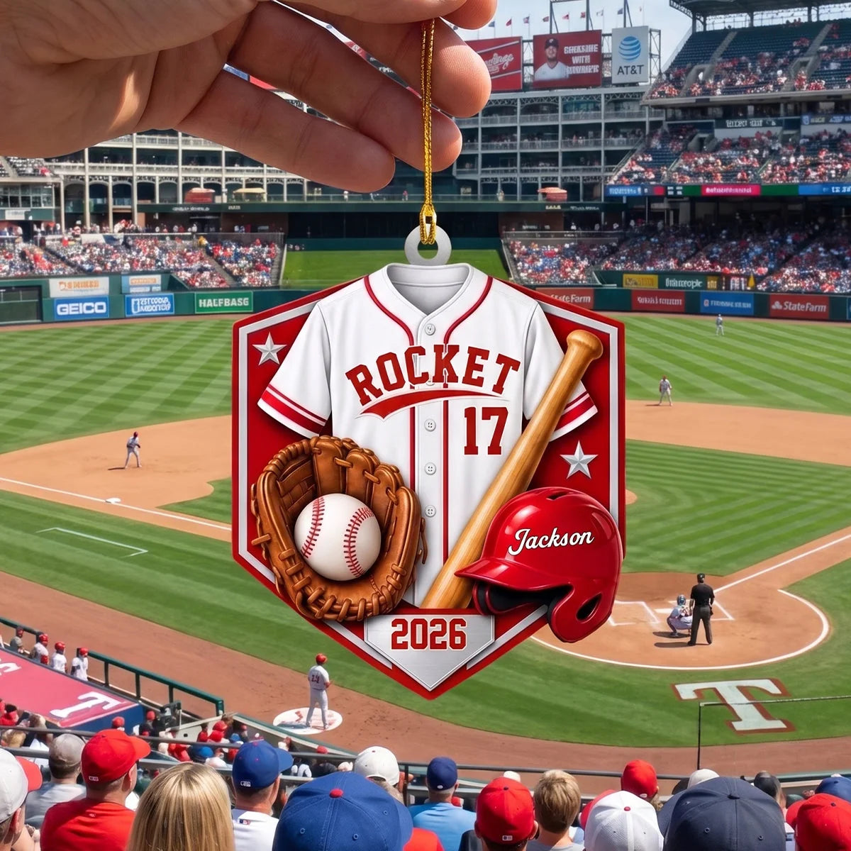Personalized Baseball Player Wooden Ornament - Custom Jersey Number & Name Keepsake Gift for Son