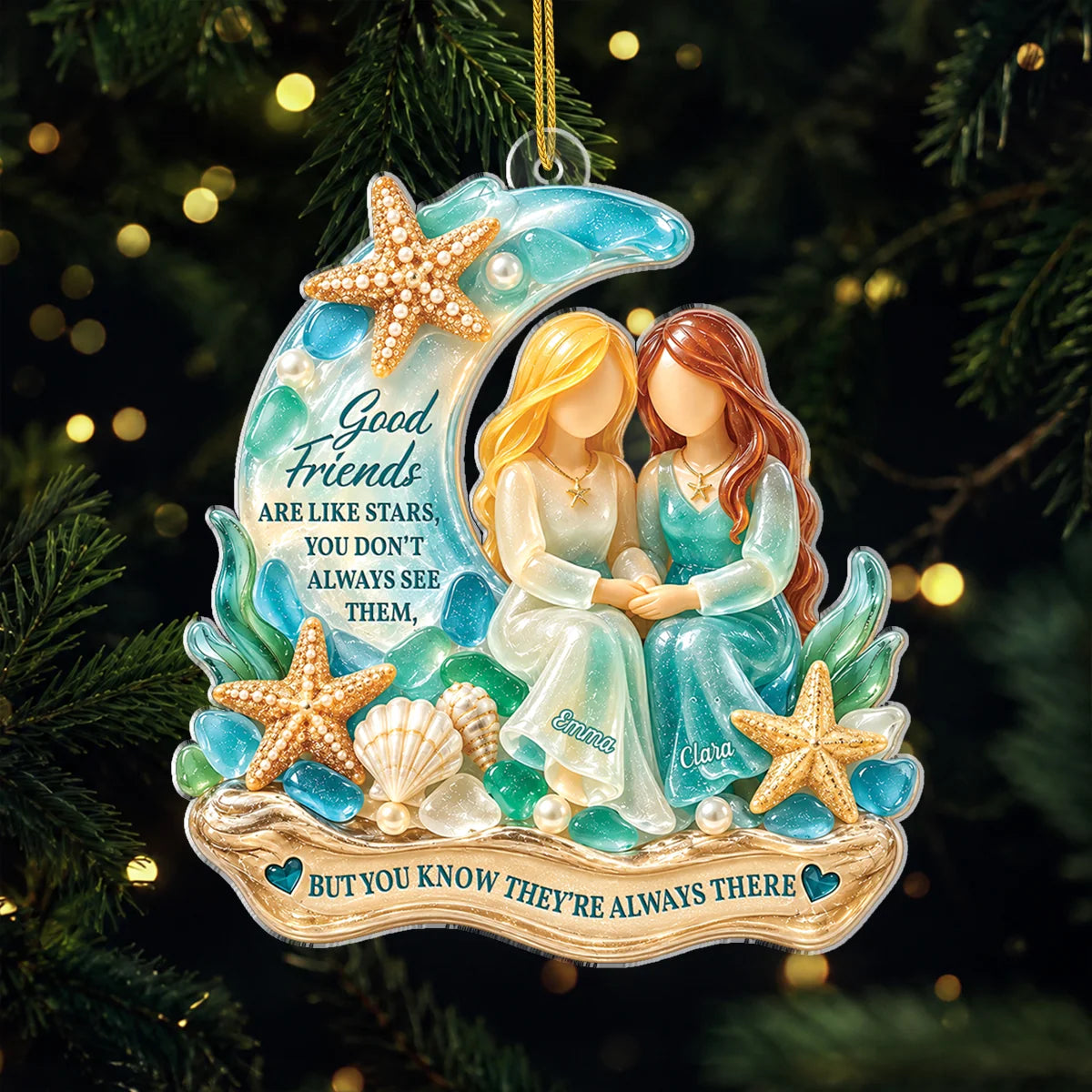 Good Friends Are Like Stars Personalized Acrylic Ornament - Christmas Gift for Best Friends, Sister