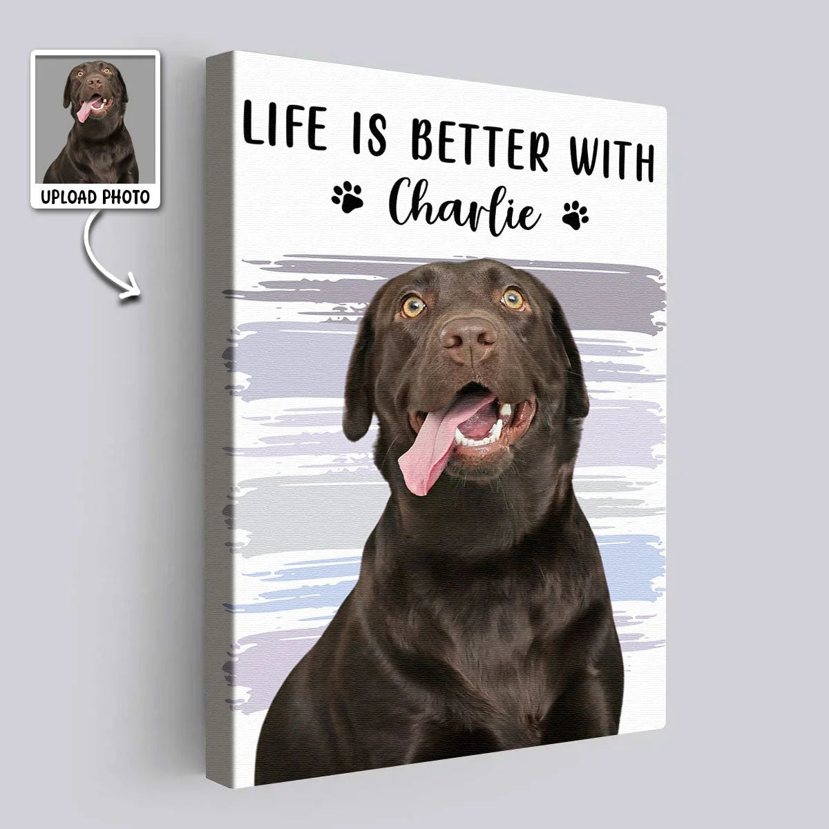 Life Is Better With Custom Dog & Cat Canvas / Poster - Personalized Pet Photo Wall Art Gift