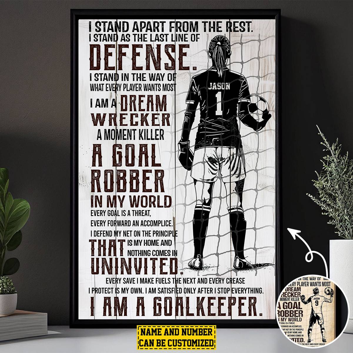 "I Am A Goalkeeper" Custom Canvas / Poster Art - Personalized Soccer Player Wall Decor