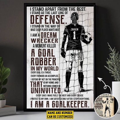 "I Am A Goalkeeper" Custom Canvas / Poster Art - Personalized Soccer Player Wall Decor